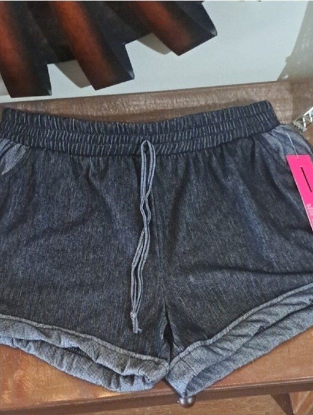 ♥️Shosho Black Athletic Shorts Elastic Waistband Dolphin Cut